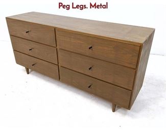 Lot 605 McCobb Attributed Modern Low Dresser w Peg Legs. Metal