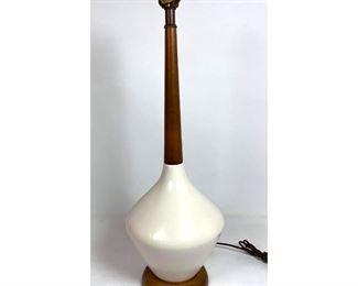 Lot 609 Modernist Pottery and Walnut Table Lamp.