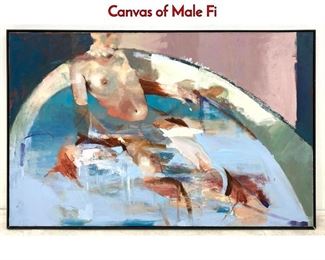Lot 612 Large Abstract Modern Oil Painting on Canvas of Male Fi