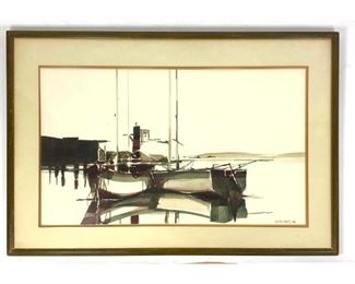 Lot 615 JAMES GROODY 66 Painting of Boats.