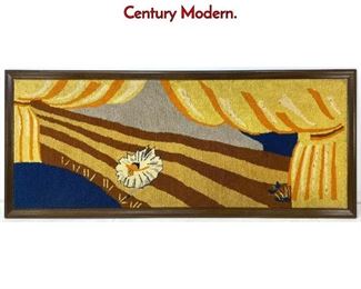 Lot 618 Large Hook Rug Style Wall Art. Mid Century Modern.