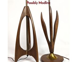 Lot 626 2 American Modern Walnut Table Lamps. Possibly Modline