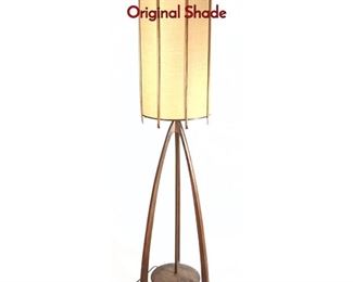 Lot 627 Tall American Modern Walnut Table Lamp. Original Shade