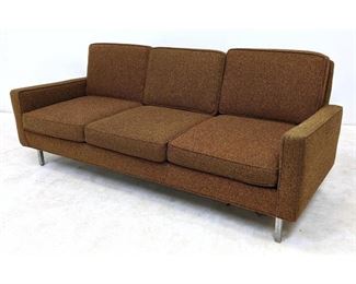 Lot 638 Florence Knoll Style Brown Wool Sofa Couch.