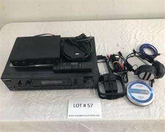 Sony Audio/Video Control center with route and spa-4 speaker selection system, antennas, disc man, headphones