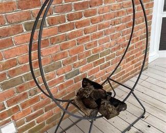 Iron round log holder 4'2" tall 