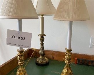 lot of 3 candlestick style lamps