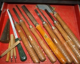 #45 Assorted Wood Handled Lathe Tools       