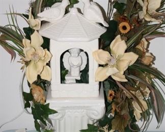 #52  Lighted Cherub Ceramic piece with flowers.  approx. 20 inches            