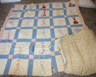 #78  Very Old Antique Quilt (has a couple of tears), along with other quilt     