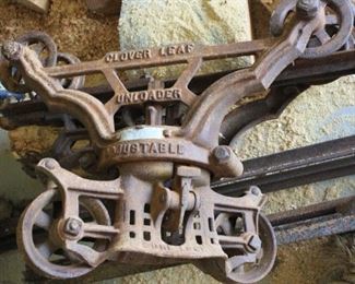 #16 Antique Clover Leaf Hay Trolly with 30 Feet of Track in Very Good Condition                           