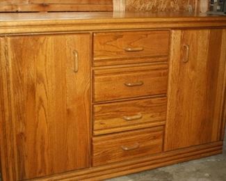 6a.  Solid Oak Sideboard.  47 1/2  x  16 1/2. 30 inches tall.  Very Good Condition.       