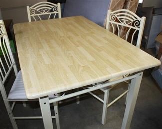 #113 Country Kitchenette Table.  Very good condition with 3 chairs.   Chair Seats need some cleaning.                             