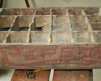 #116  Rare Antique Pepsol Soda Crate.  Printing on all 4 sides and inside.  Damage to middle divider.          