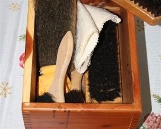   Shoe Shine Brushes in Cedar Box       