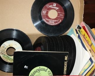 #60   Approximately 90 Vintage 45's.  Many Children's, Disney etc.  some classic rock and more.                     