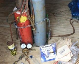 Acetylene tank, Oxygen Tank and welding supplies 