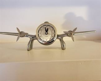 vintage chrome airplane clock