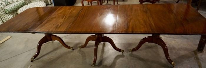 $250 Antique 3 Pedestal Banquet Table,Measures: 123 L x 40 1/2 
