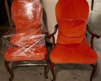 $100 Pair of Red Upholstered Chairs 