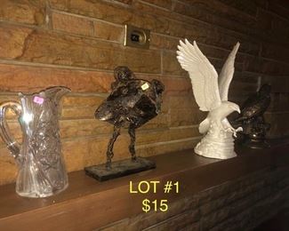 Lot No. 1 Includes vintage ceramic, Crystal and art sculpture