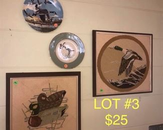 Lot No. 3 Includes vintage Mallard Embroidery and collectible plates