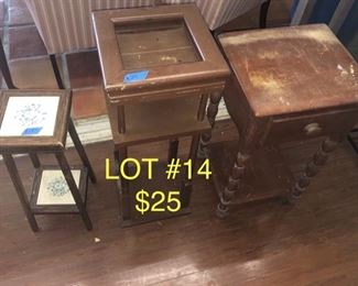 Lot No. 14 Vintage planter stands and side table