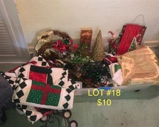 Lot No. 18 Includes Christmas items and quilt