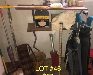 Lot no 46 includes set of golf clubs golf balls golf ball return vintage golf bag and other various items as shown