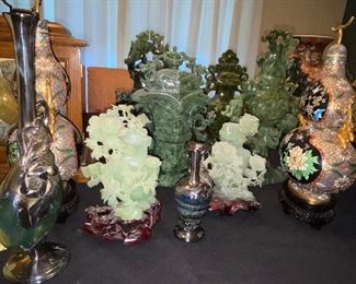 Assortment of Asian Jade / jadeite urns, etc to be priced individually