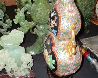 Pair of Cloisonne  WOW! 1’ tall inc top, 5” wide on base  $425 /pr 