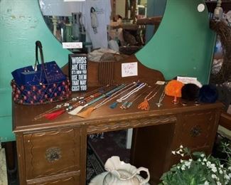 Vintage Vanity-$175 SOLD
New Necklaces-$8 each
Small Signs new-$8 each
Pitcher and Bowl $25
Large Plant-$10 SOLD
Puffball Key chain-$8each