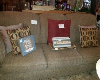 Like new Sofa-$495
All Pillows-$6 each
Signs-$20 each
Basket-$9