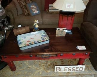 Rustic Coffee Table-$150
Metal tray-$8 SOLD
Lamp-$40
Bunny-$8
No Smoking-$8
Flower Sign-$10
Blessed-$18