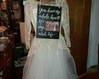 Vintage Wedding Dress-$65
Whole Heart Hanger-$10 SOLD