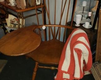 Rare Windsor Chair with Writing Desk marked 1894. My research showed a $1600 value. 
Asking $500
Blanket-$15