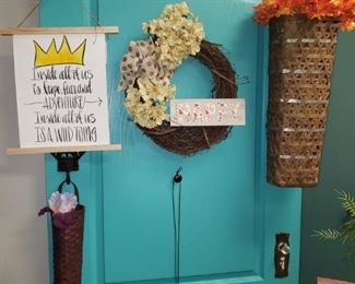 Standing Door Decor-$165
Wall Basket Large-$28
Orange Flowers $3 each
Wreath-$23
Sign-$20
Skinny Wall Bakery-$13
Key Necklace-$12