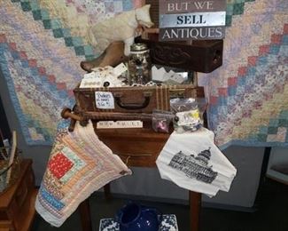 Quilt-$40
Empty Sewing Machine Table would make a great tall nightstand-$40
Stool-$15 SOLD
Blue Pitcher-$20
Quilt Piece--$6
Mom Rules-$4
Vintage Spools-$3 each
Bag of pink and gold vintage buttons-$2
Small bag of buttons-$4
Vintage suitcase with unattached lid-$20
Buttons on cars-3 for$1
Jar of buttons-$14
Wooden Shoe Mold-$15
Quilted Cow-$6
Vintage Sewing Drawer-$17
Sign-$9
Washboard-$15
Fabric pieces of historical Bell County-$3 each