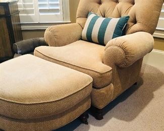 Sherrill Furniture tufted chair & ottoman on casters priced at $675.00
