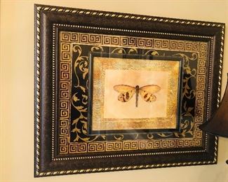 Dragonfly picture - brown, gold and black, no artist listed priced @ $68.00 measuring 31 inches wide x 25 inches tall