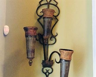 Metal wall sconce (2 available and sold separately) priced at $88.00/each measuring 40 inches tall