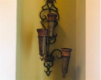 Metal wall sconce (2 available and sold separately) priced at $88.00/each measuring 40 inches tall
