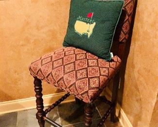 Armless bar height chair with twist bars $125 measuring 20 inches deep x 20.5 inches wide x 51 inches tall