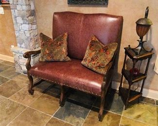 Brown leather settee from Rustique originally $1,575! Our price $694.00.