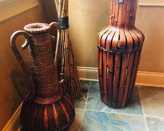 SET of 3 decorative wicker, woven & bamboo pieces $125.00 for the set of three.