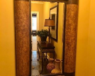 Large tan & brown mirror $175.00 measuring 60 inches tall x 36.5 inches wide