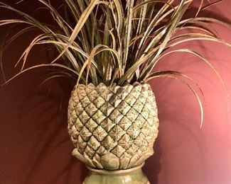 Ceramic pineapple vase with greenery $48.00 each (2 available) measuring 15.5 inches tall x 12 inches wide