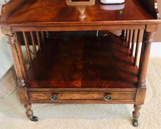 Lamp Table on casters $445 measuring 26 inches square x 26 inches tall