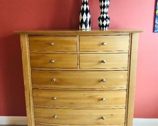 Chest of drawers in natural wood color measuring 45” wide x 22” deep x 53” tall @ $344.00