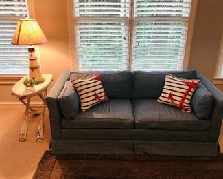 Ethan Allen sleeper sofa in blue jean $424.00 measuring 72 inches long x 35 inches deep x 26 inches tall